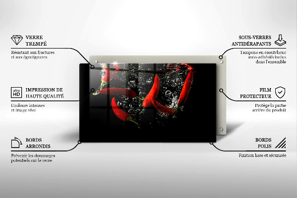 Tábua para corte Pimentas em água