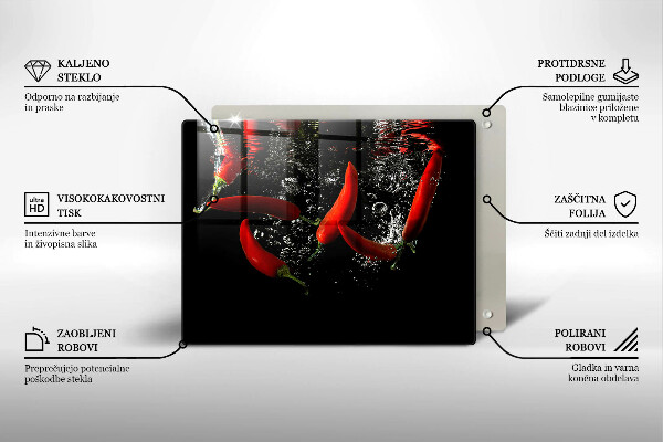 Tábua para corte Pimentas em água