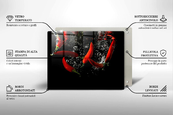 Tábua para corte Pimentas em água