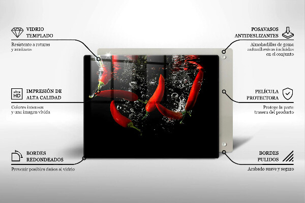 Tábua para corte Pimentas em água
