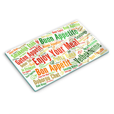 Tábua de cortar de vidro Bon appetit legendas idiomas