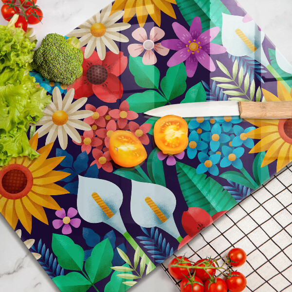 Tábua corte Ilustração de um prado de flores