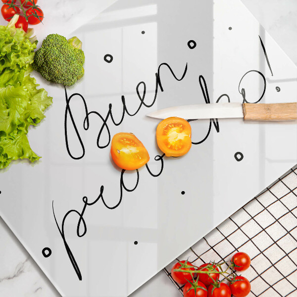 Tábua de corte A inscrição Buen provecho!