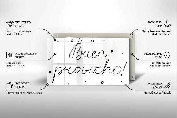 Tábua de corte A inscrição Buen provecho!