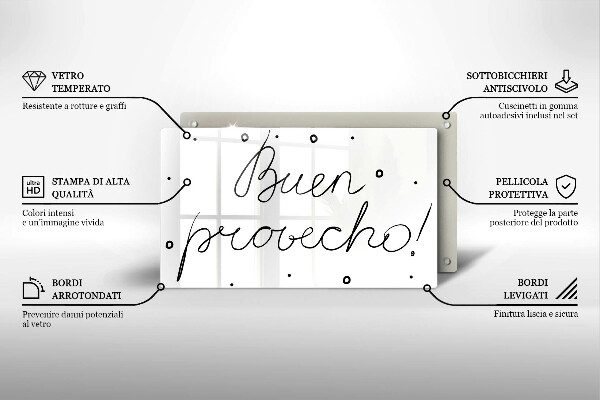 Tábua de corte A inscrição Buen provecho!