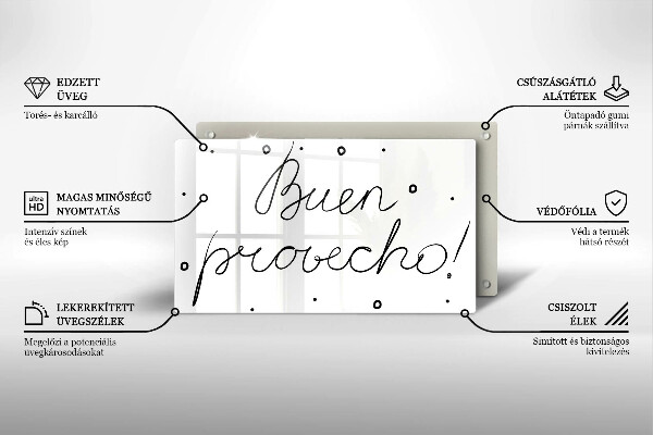 Tábua de corte A inscrição Buen provecho!