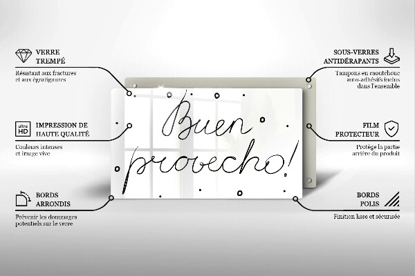 Tábua de corte A inscrição Buen provecho!