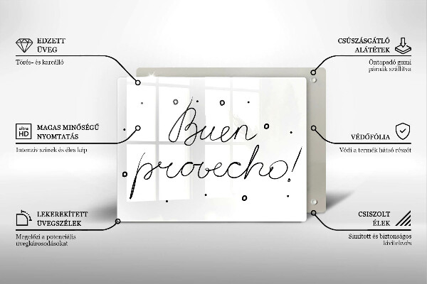 Tábua de corte A inscrição Buen provecho!