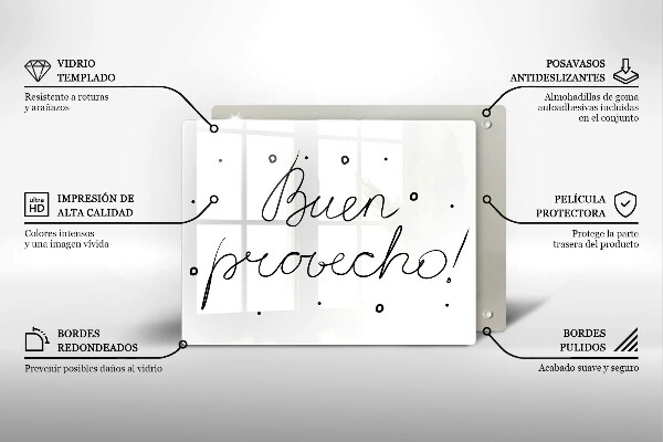 Tábua de corte A inscrição Buen provecho!