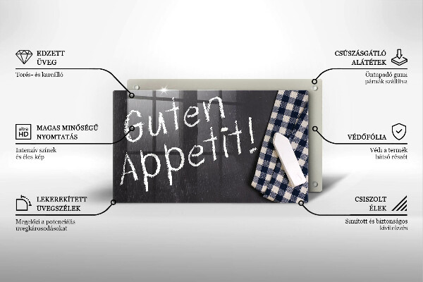 Tábua de cortar alimentos A inscrição Guten Appetit!