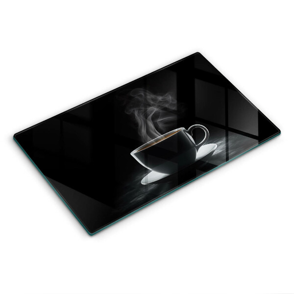 Tábua para corte Uma xícara de café quente