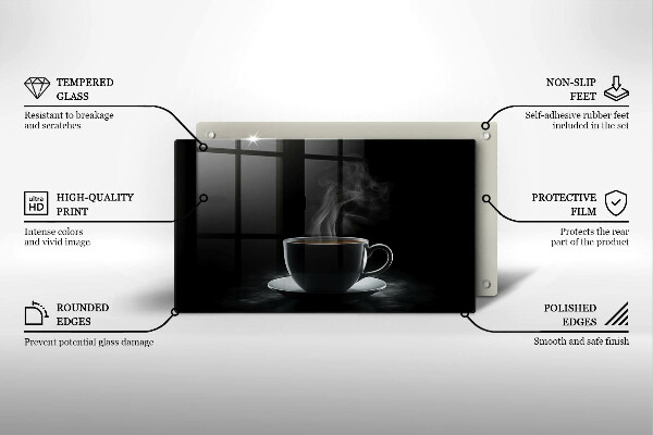 Tábua para corte Uma xícara de café quente