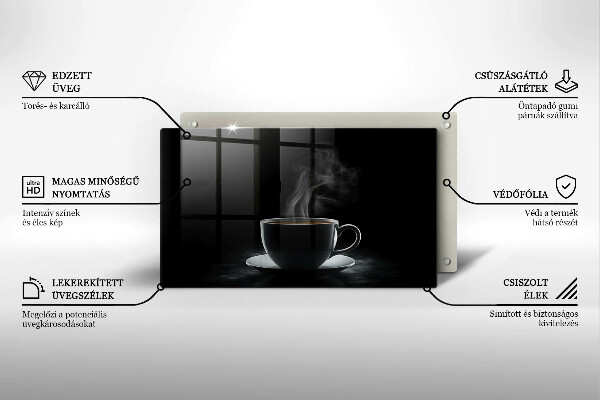 Tábua para corte Uma xícara de café quente