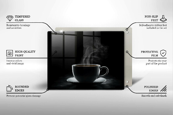 Tábua para corte Uma xícara de café quente