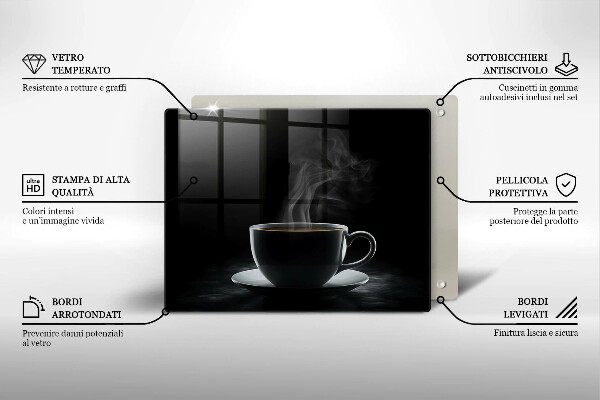 Tábua para corte Uma xícara de café quente