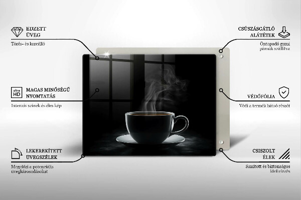 Tábua para corte Uma xícara de café quente