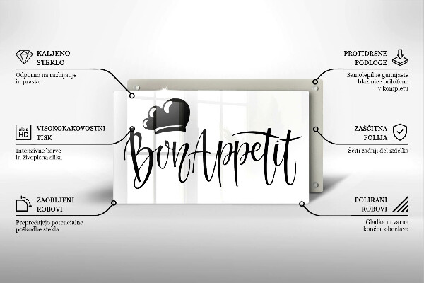 Tábua de cortar alimentos A inscrição Bon Appetit