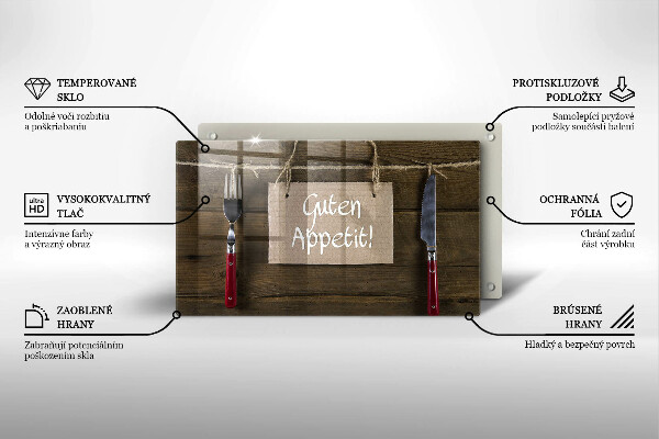 Tábua de cortar alimentos Placa Guten Apetit nos painéis