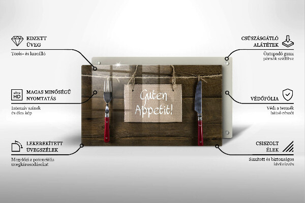 Tábua de cortar alimentos Placa Guten Apetit nos painéis