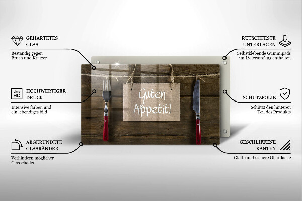 Tábua de cortar alimentos Placa Guten Apetit nos painéis