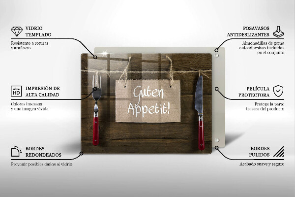 Tábua de cortar alimentos Placa Guten Apetit nos painéis