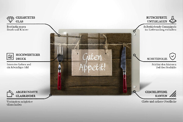 Tábua de cortar alimentos Placa Guten Apetit nos painéis