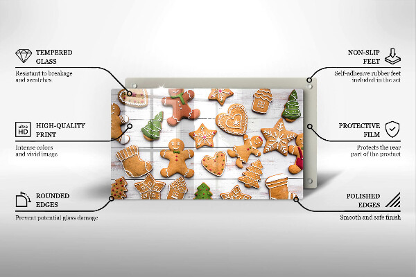 Tábua de vidro Biscoito de gengibre de Natal