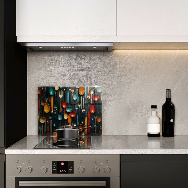 Tábua de cortar alimentos Colheres e garfos coloridos