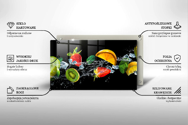 Tábua de cortar de vidro Fruta na água