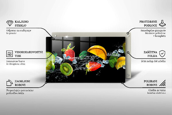Tábua de cortar de vidro Fruta na água