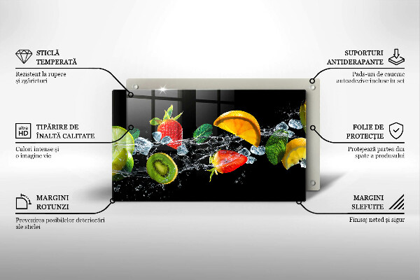 Tábua de cortar de vidro Fruta na água