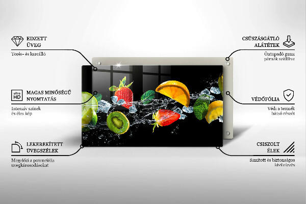 Tábua de cortar de vidro Fruta na água