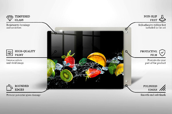 Tábua de cortar de vidro Fruta na água