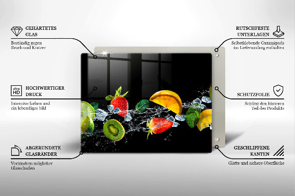 Tábua de cortar de vidro Fruta na água