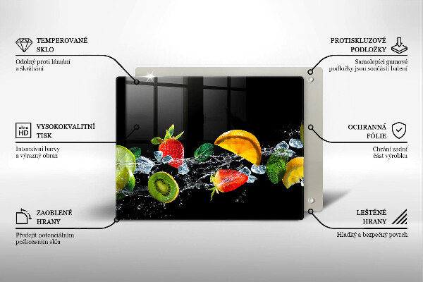 Tábua de cortar de vidro Fruta na água