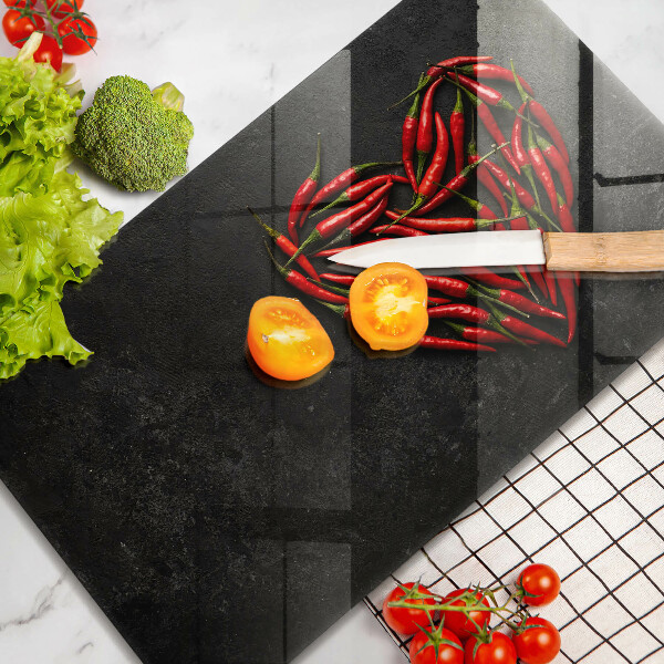 Tábua de cortar de vidro Coração de pimenta