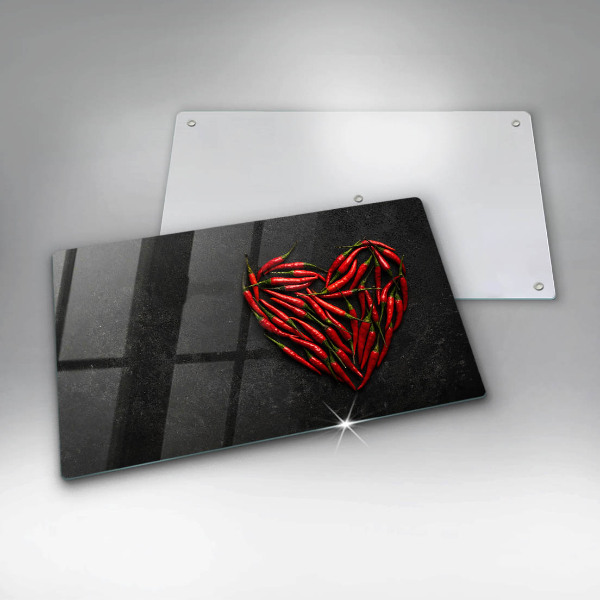 Tábua de cortar de vidro Coração de pimenta