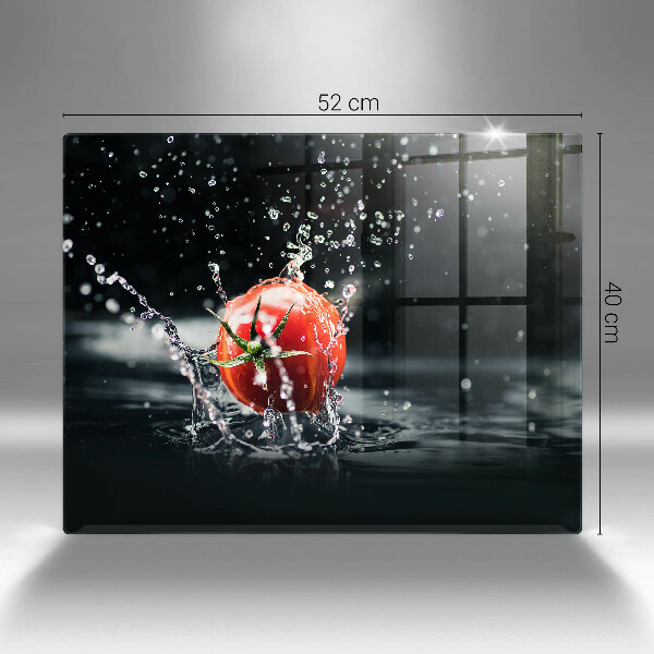 Tábua de corte de vidro Tomate na água