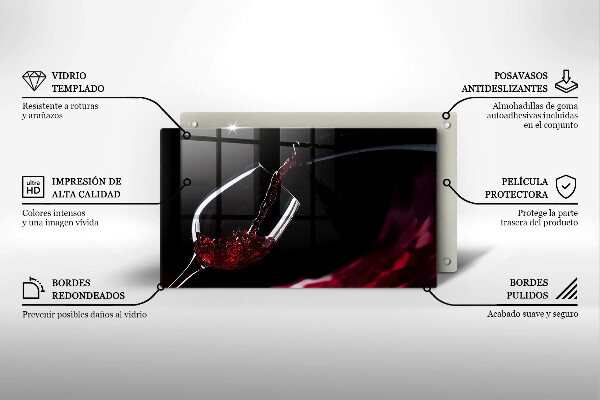 Tábua de corte Um copo de vinho tinto