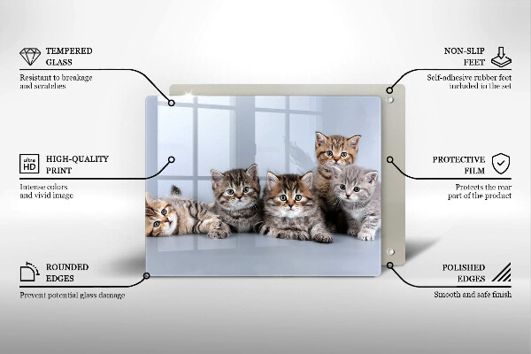 Tábua de corte de vidro Gatinhos fofos