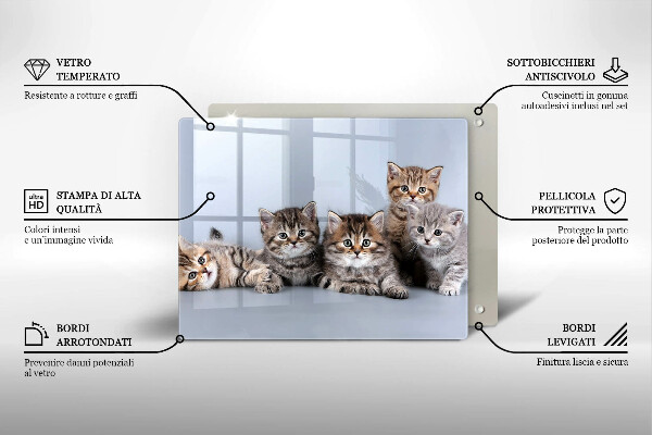 Tábua de corte de vidro Gatinhos fofos