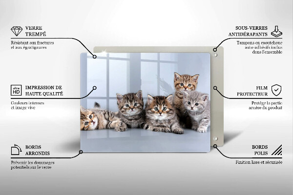 Tábua de corte de vidro Gatinhos fofos