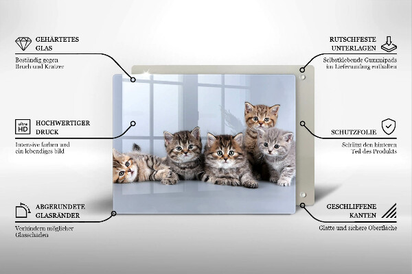 Tábua de corte de vidro Gatinhos fofos