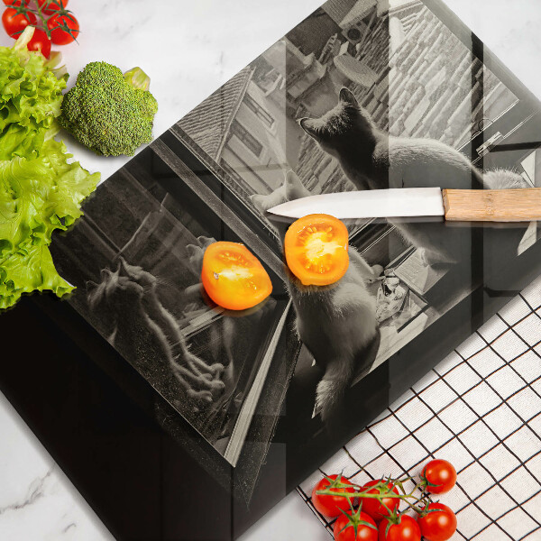 Tábua de corte Cidade dos gatos e janela