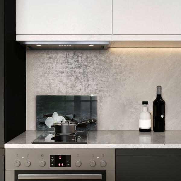 Tábua de vidro Pedras Zen de flores brancas