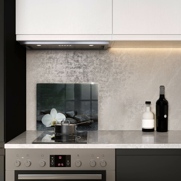 Tábua de vidro Pedras Zen de flores brancas