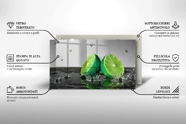 Tábua de cortar alimentos Limões suculentos e água