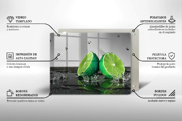 Tábua de cortar alimentos Limões suculentos e água