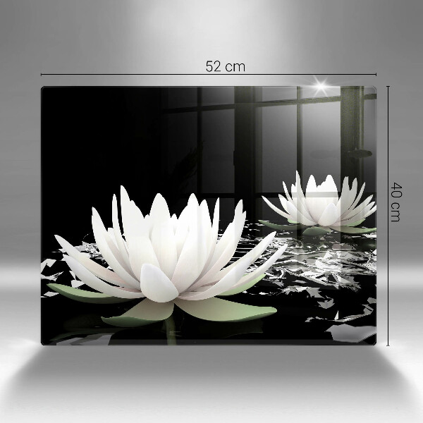 Tábua de vidro Lírios brancos na água