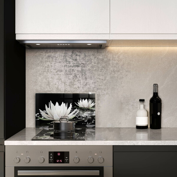 Tábua de vidro Lírios brancos na água